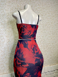 Black/Red Mesh Print Top and Maxi Skirt Set