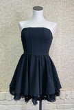 Black Texture Rose Hem Tube Dress