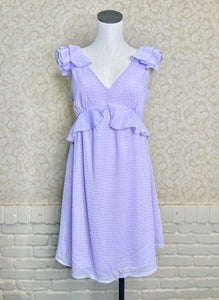 Lavender Dress with Ruffled Sleeves