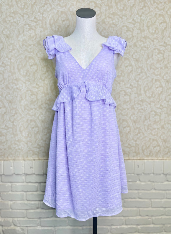 Lavender Dress with Ruffled Sleeves