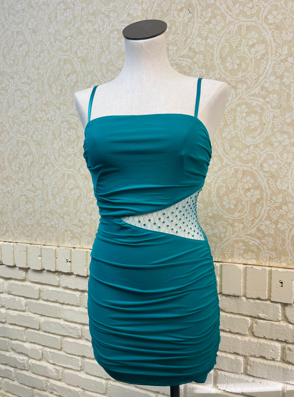 Teal Rhinestone Dress