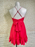 Red Silk A-Line Dress