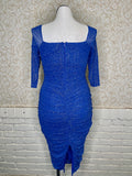 Blue Glitter 3/4 Sleeve Dress