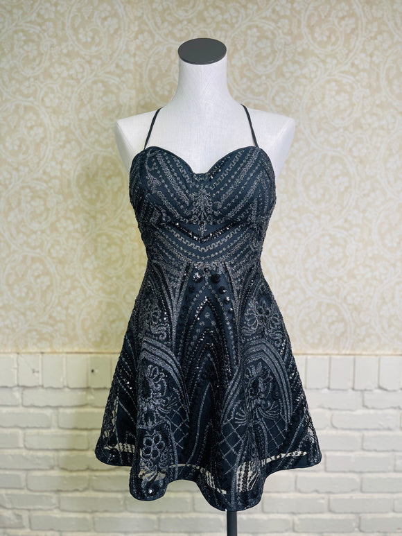Black Sequin Mini Dress