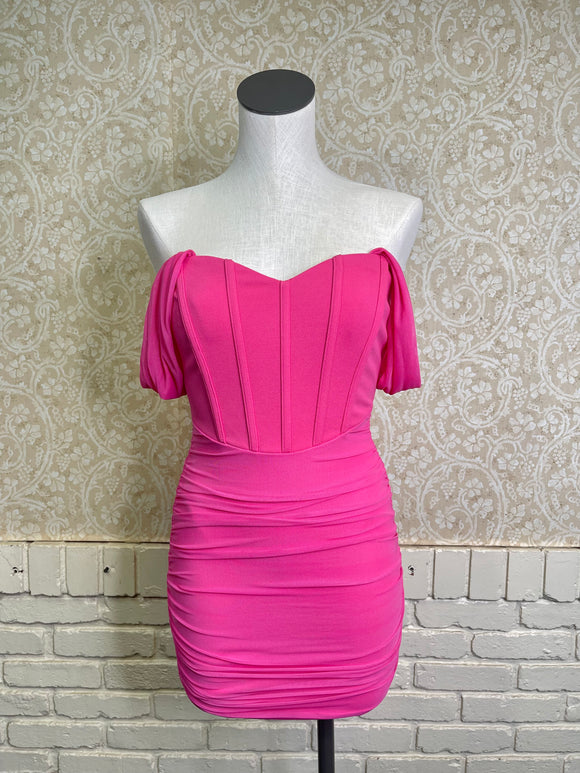 Pink Sweetheart Off The Shoulder Dress