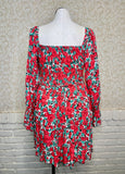 Red Floral Long Sleeve Dress