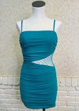 Teal Rhinestone Dress