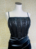 Black Sequin Silk Dress