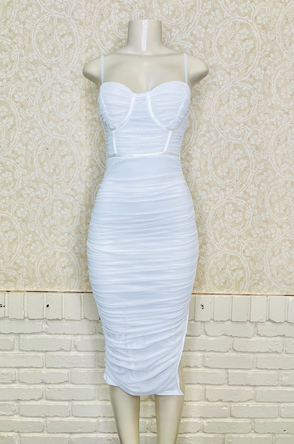 White Corset Midi Dress