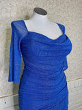 Blue Glitter 3/4 Sleeve Dress