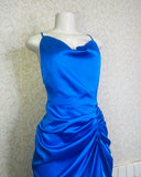 Royal Blue Satin Midi Dress
