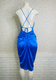 Royal Blue Satin Midi Dress