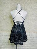 Black Sequin Mini Dress