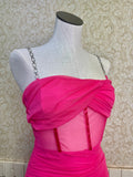 Hot Pink Rhinestone Strap Dress