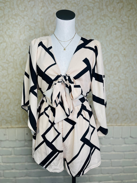 Linen Front Tie Romper
