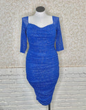 Blue Glitter 3/4 Sleeve Dress