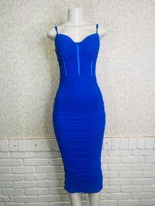 Royal Blue Corset Midi Dress