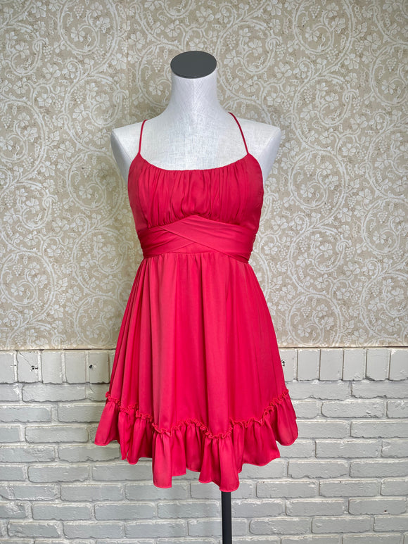 Red Silk A-Line Dress