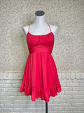 Red Silk A-Line Dress