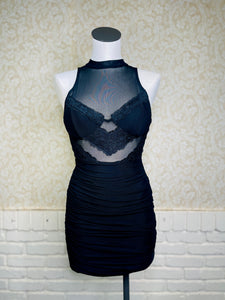 Black Mesh Lace Dress