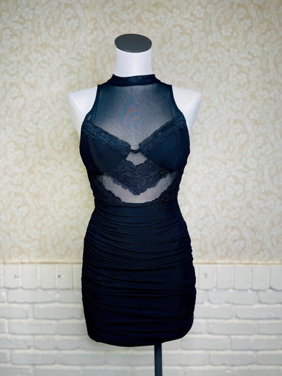 Black Mesh Lace Dress