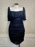 Black Shoulder Puff Dress