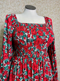Red Floral Long Sleeve Dress