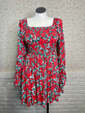 Red Floral Long Sleeve Dress